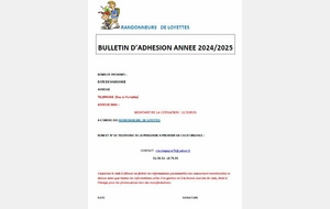 Bulletin inscription saison 2024-2025