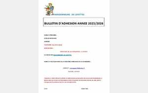 Bulletin inscription saison 2025-2026