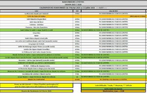 Calendrier des randonnées 1ier semestre 2026