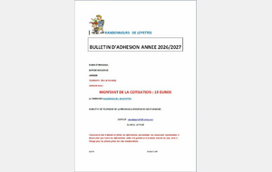 Bulletin inscription saison 2026-2027