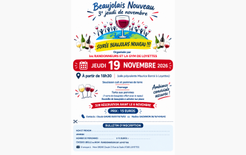 Soirée Beaujolais Nouveau le jeudi 19 Novembre 2026